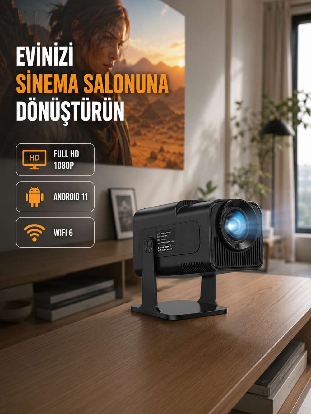 1.5 KG Ağırlığında, 4500 Retro Oyunlu Multimedya Projektör Yeni Nesil