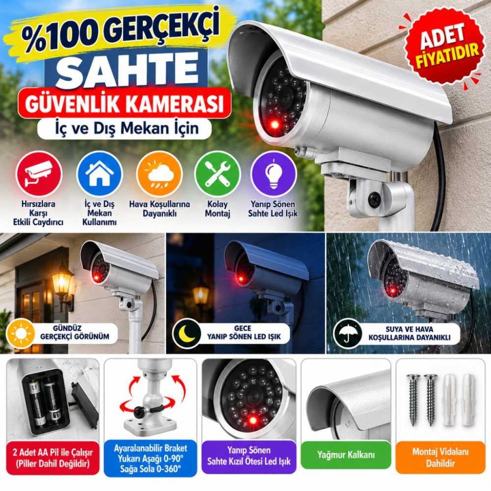 %100 Gerçekçi İç ve Dış Mekan İçin Sahte Güvenlik Kamerası