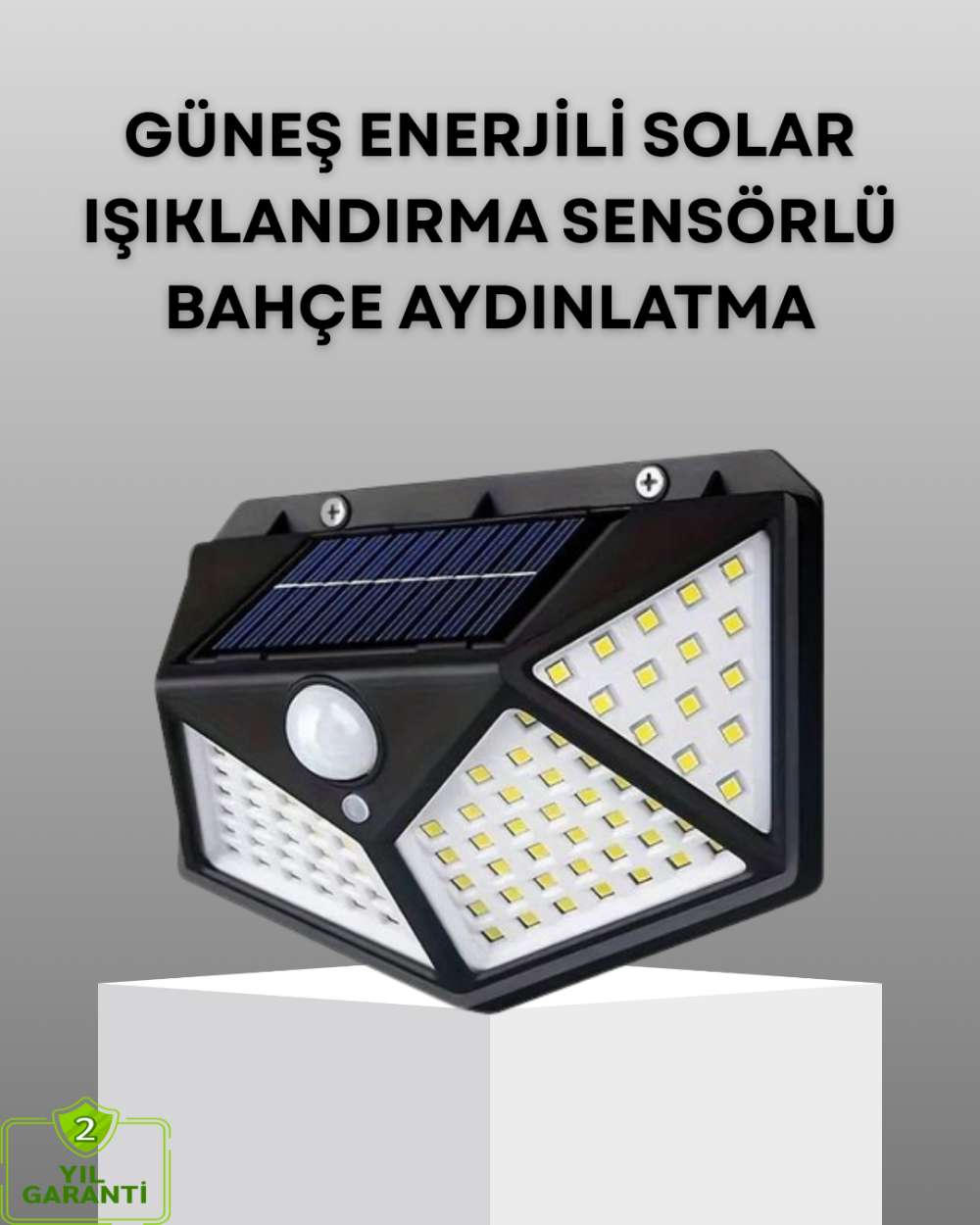 100 LED Solar Lamba Hareket Algılamalı Bahçe Duvar Dış Mekan Aydınlatma