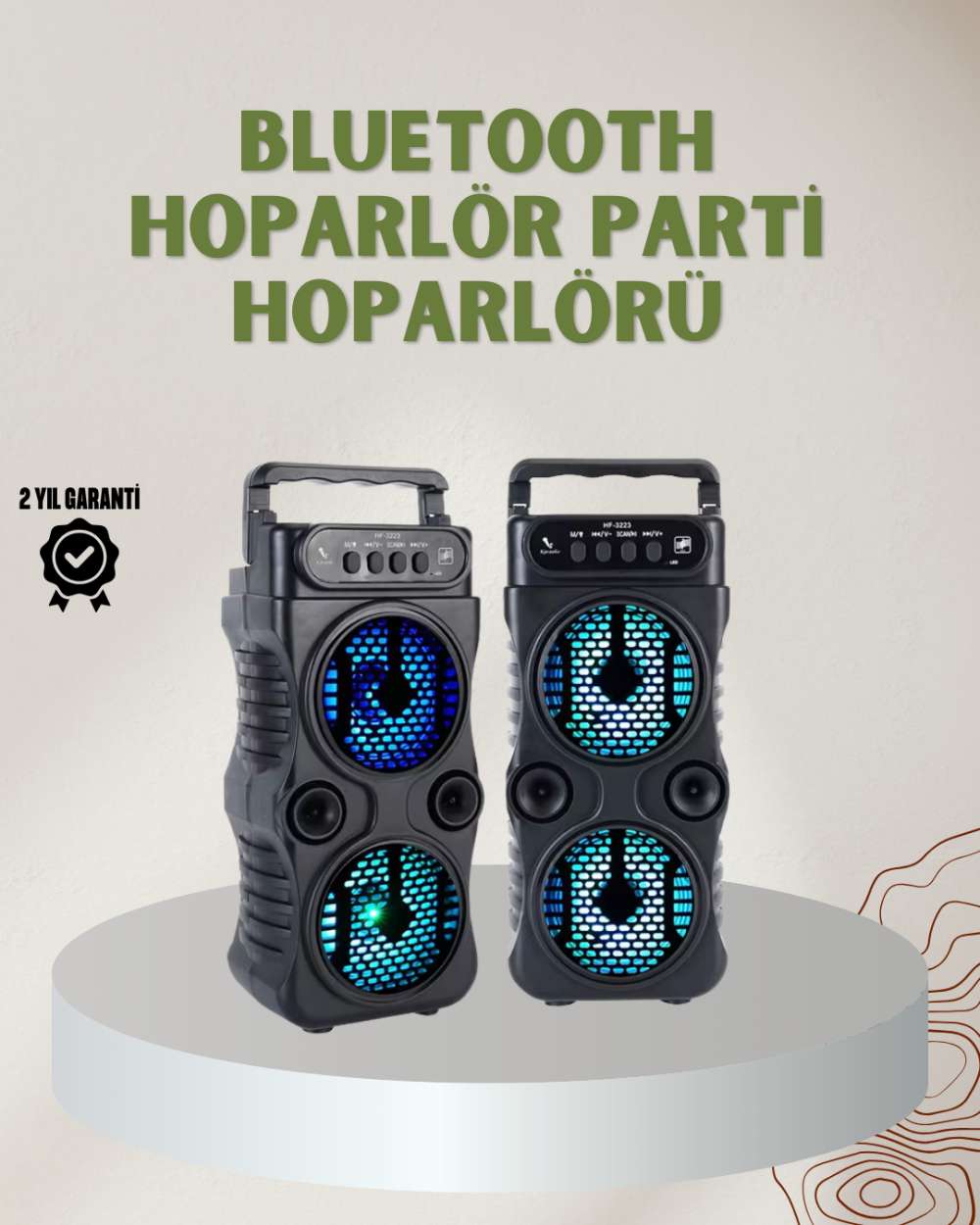 1200 mAh Şarjlı LED Işıklı Bluetooth Hoparlör – FM Radyolu, Hafıza Kart Destekli