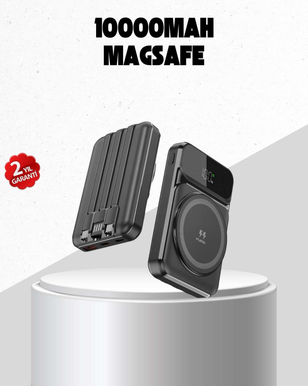 15W Kablosuz Şarj Özellikli 10000 mAh Powerbank –  Type-C Hızlı Şarj