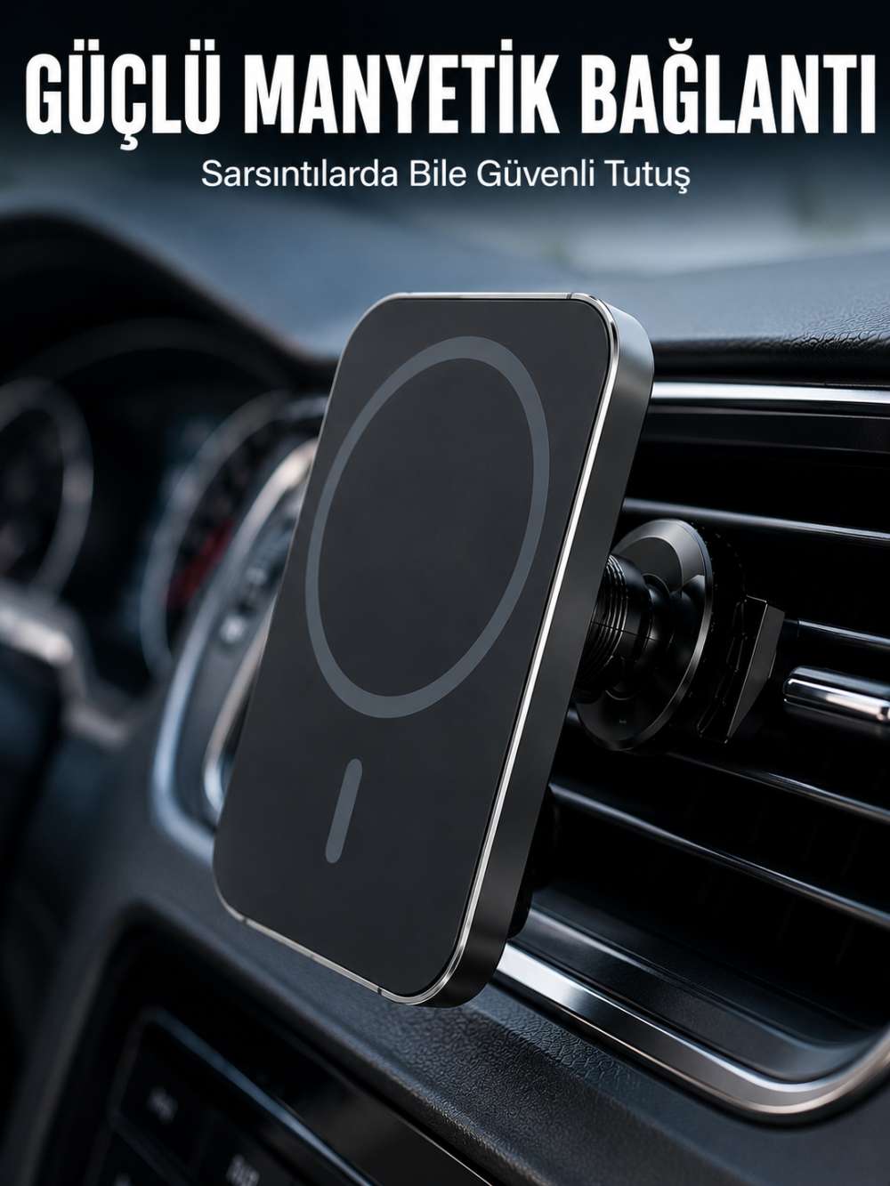 15W MagSafe Uyumlu Manyetik Araç Şarj Standı | Güçlü Mıknatıslı Telefon Tutucu