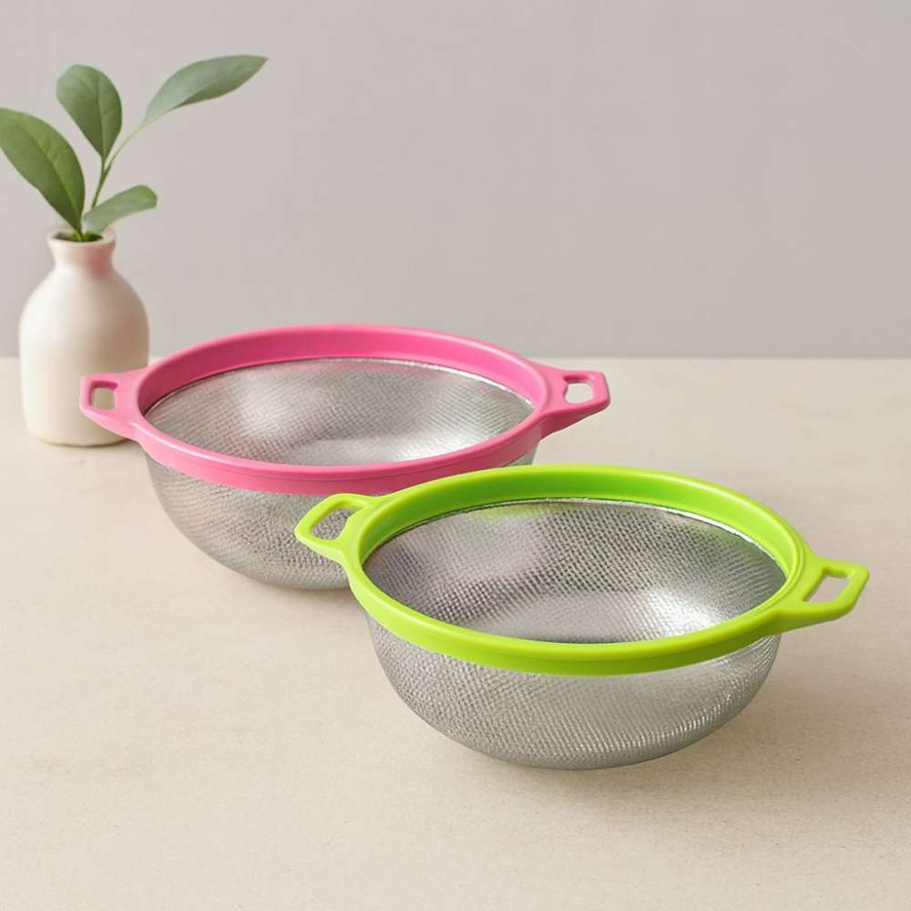 24 cm Kulplu Metal Süzgeç - Çelik Sepet