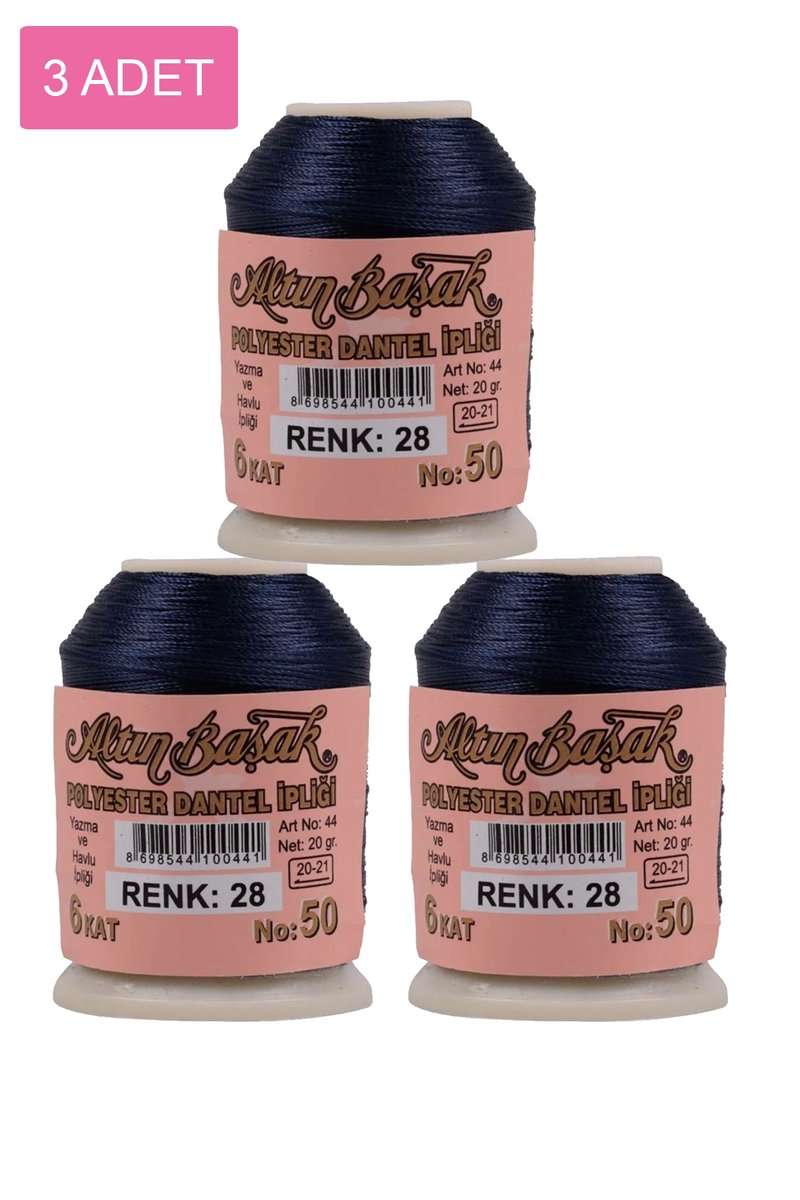 3 Adet Altınbaşak Oya ve Dantel İpi 20 gr - Royaleks - No: 028