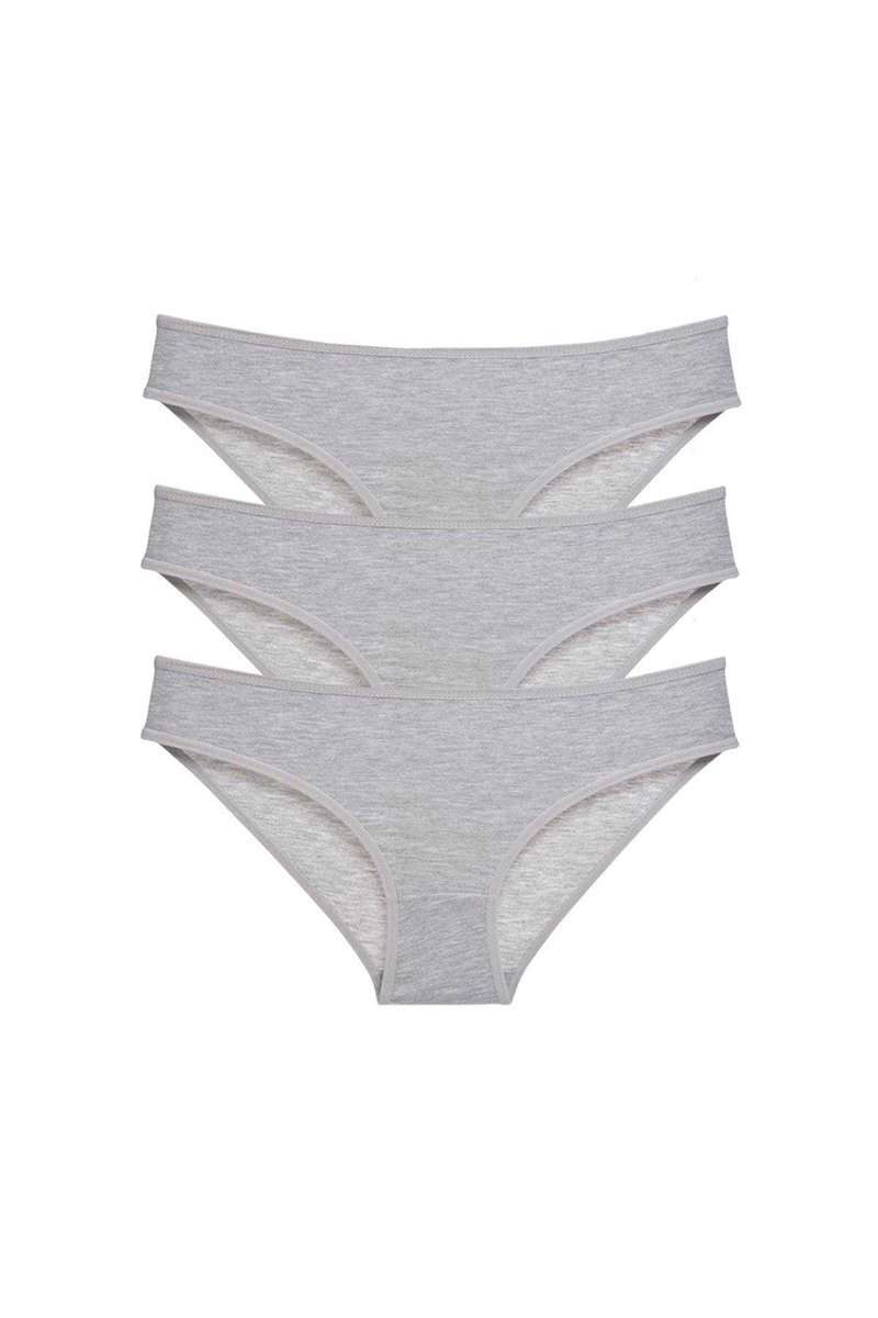 3 adet Süper Eko Set Likralı Kadın Slip Külot Gri mudanis