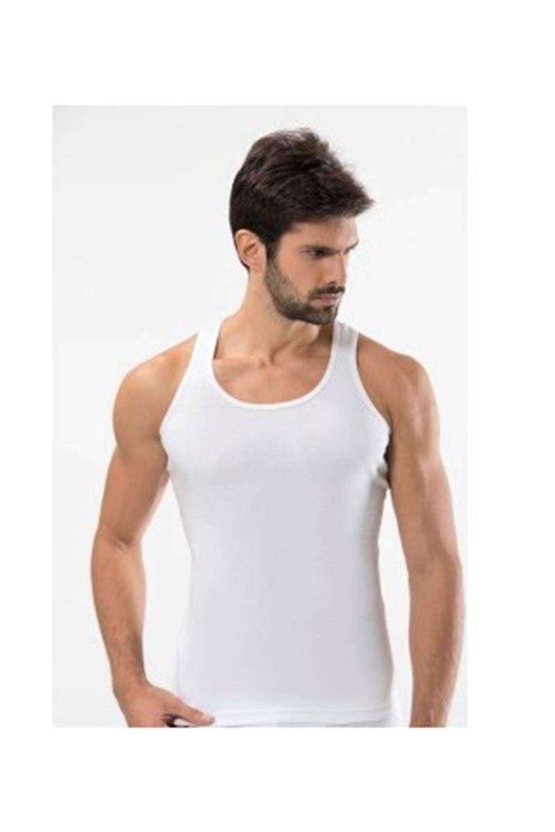 3 adet Tutku Ribana Spor Erkek Beyaz Atlet 0118