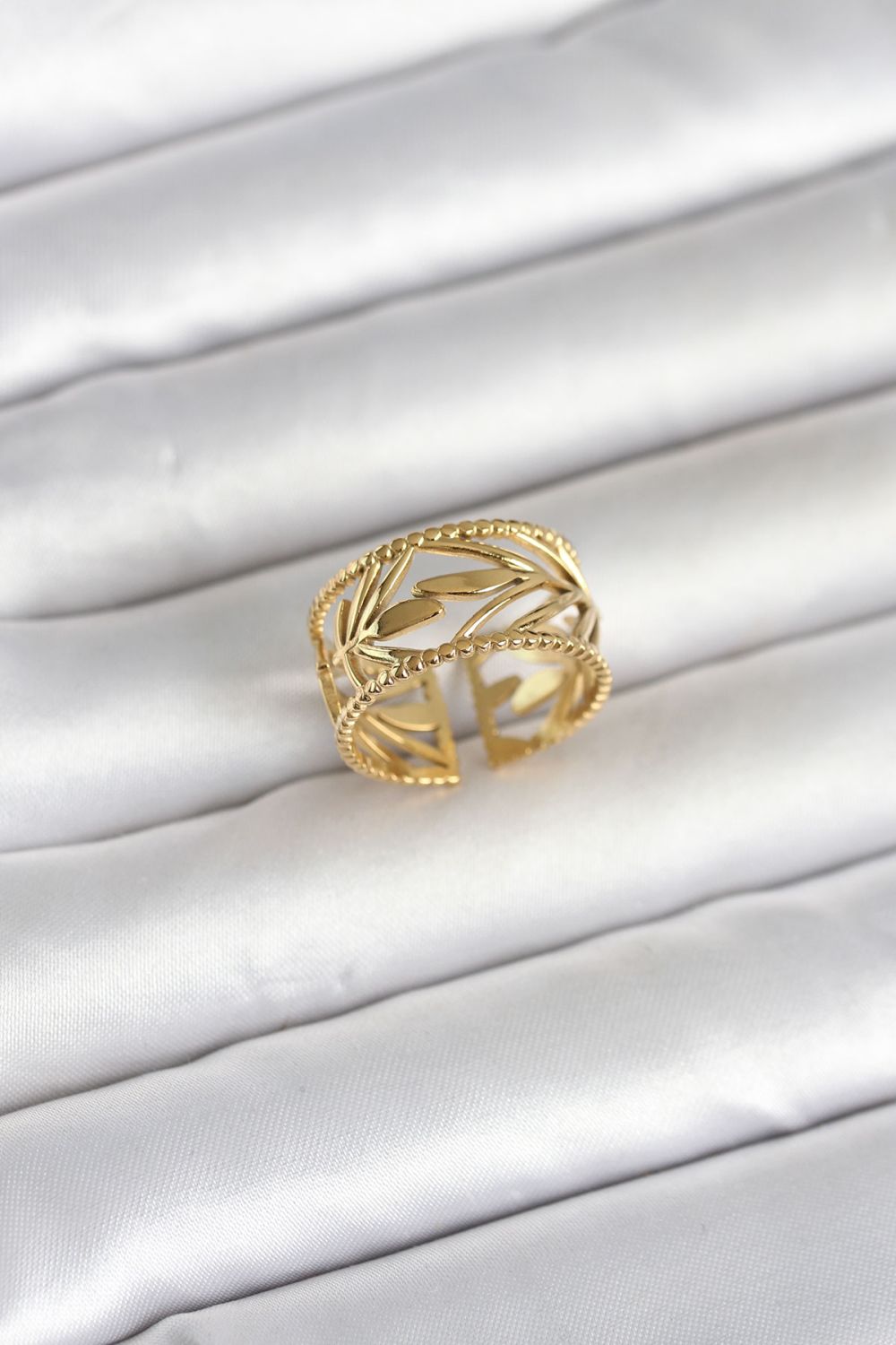316L Çelik Gold Renk Başak Model Kadın Yüzük