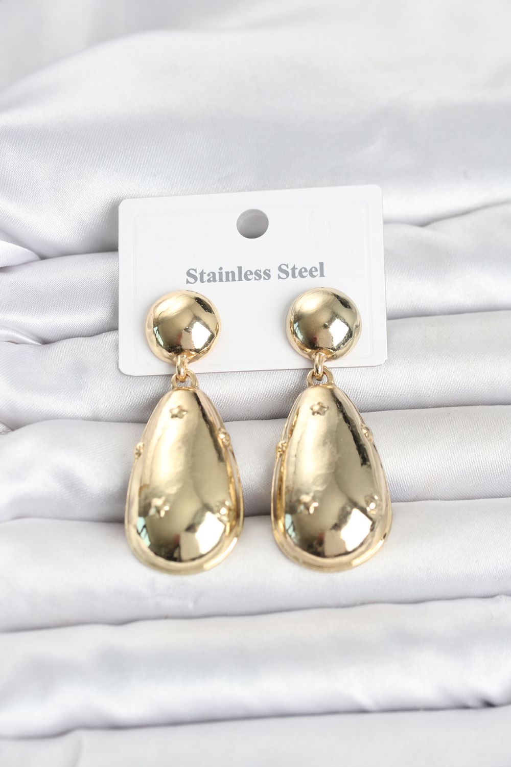 316L Çelik Gold Renk Damla Model Kadın Küpe