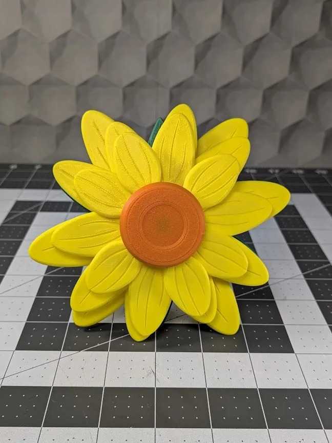 3D Baskı Ayçiçeği Yaprak Döndürücü Fidget Çiçek Stres Oyuncağı Masaüstü Fidget Sarı
