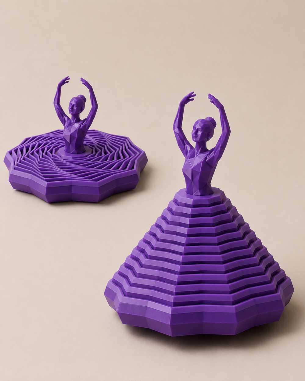 3D Baskı Balerin Figürlü Fidget Oyuncak - Hareketli Optik İllüzyon Masa Dekoru-Mor