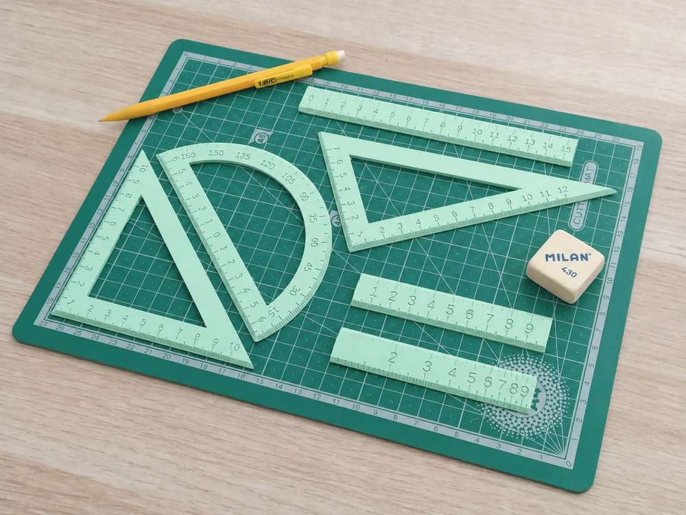 3D Baskı Geometri Cetvel Seti - İletki, Gönye ve Ölçüm Araçları - Mint