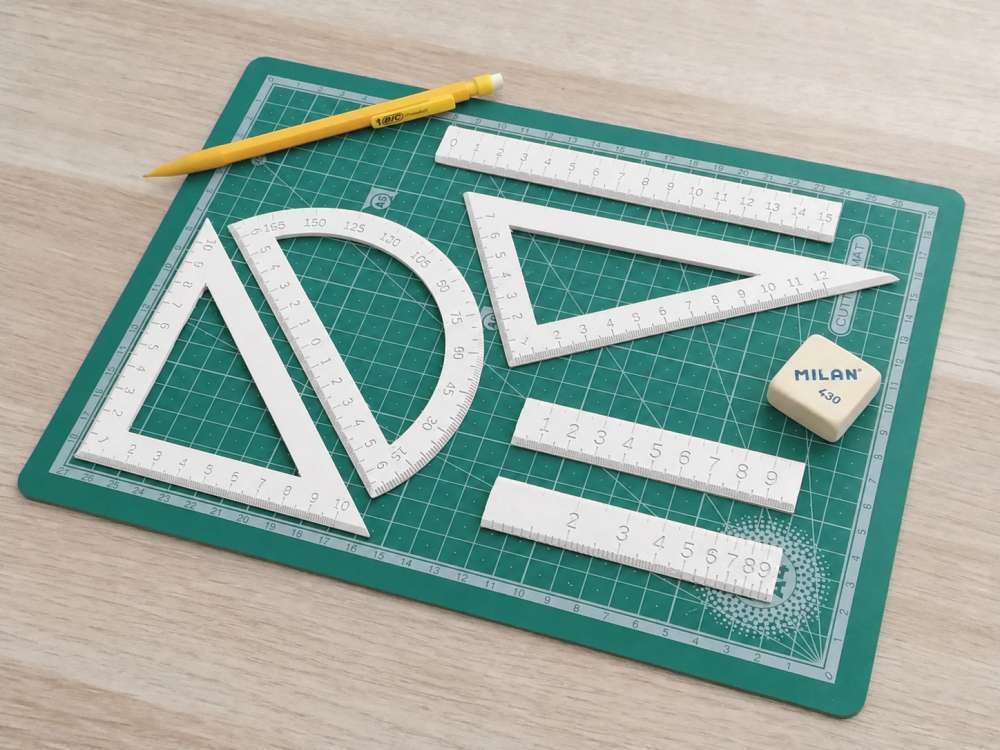3D Baskı Geometri Cetvel Seti - İletki, Gönye ve Ölçüm Araçları - Beyaz