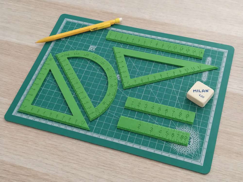 3D Baskı Geometri Cetvel Seti - İletki, Gönye ve Ölçüm Araçları - Yeşil