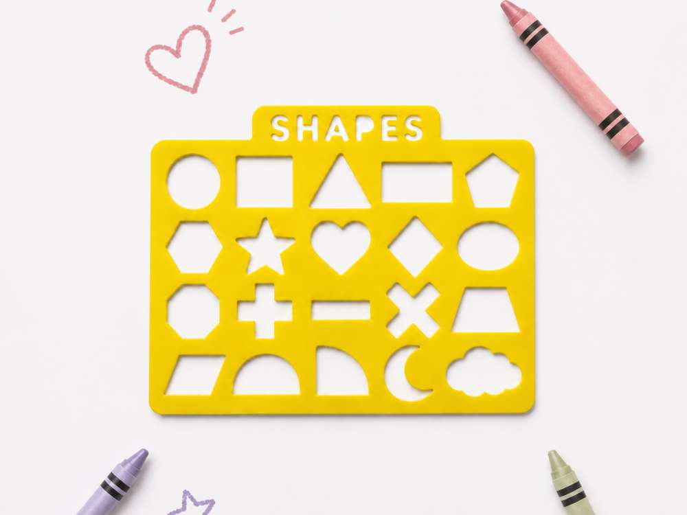 3D Baskı Geometrik Şekiller Çizim Şablonu - 20 Desenli Kalıp - Sarı