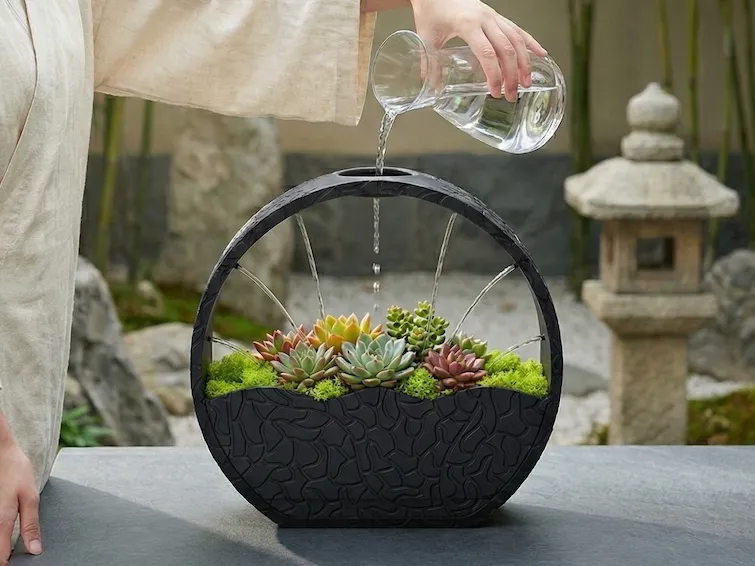 3D Baskı Self-Watering Planter - Kendi Kendini Sulayan Saksı-Siyah