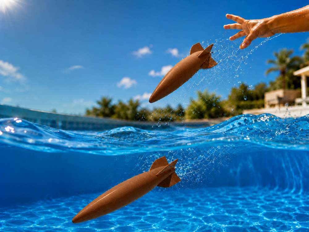 3D Baskı Su Roketi Torpido Oyuncağı - Havuz Dalış Oyuncağı-Kahverengi