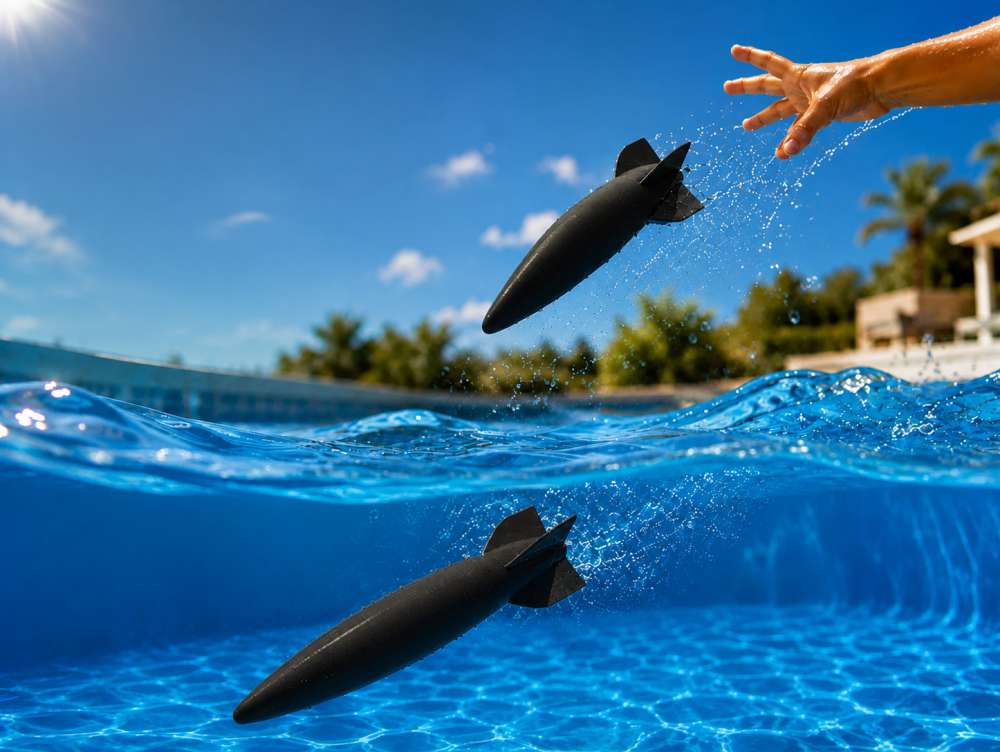 3D Baskı Su Roketi Torpido Oyuncağı - Havuz Dalış Oyuncağı-Siyah