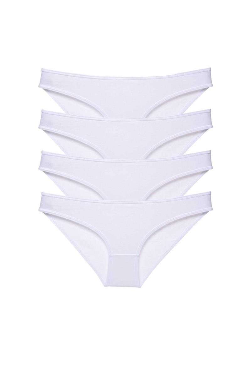 4 adet Süper Eko Set Likralı Kadın Slip Külot Beyaz