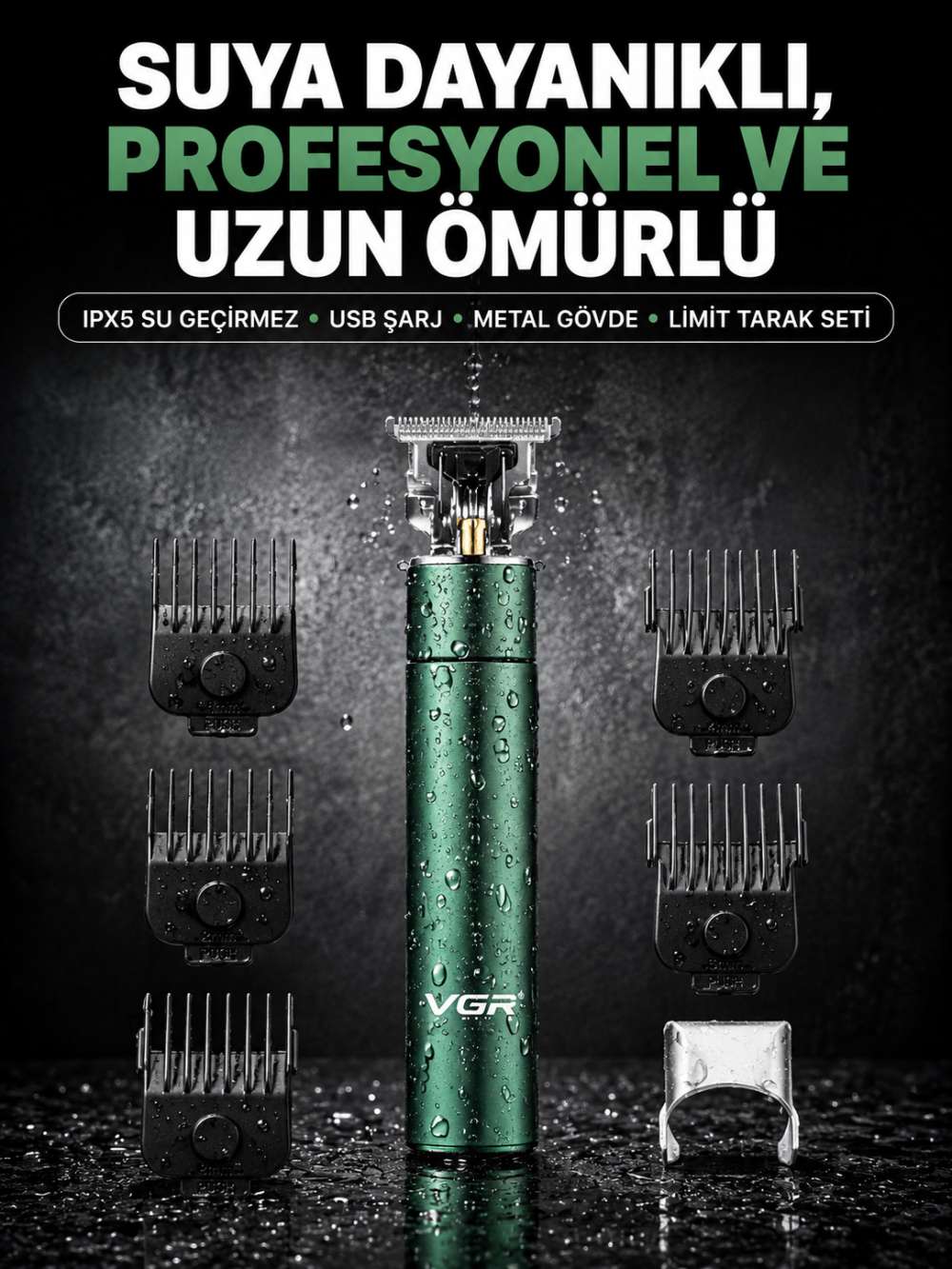 4 Limit Taraklı IPX5 Su Geçirmez Saç Kesme Makinesi