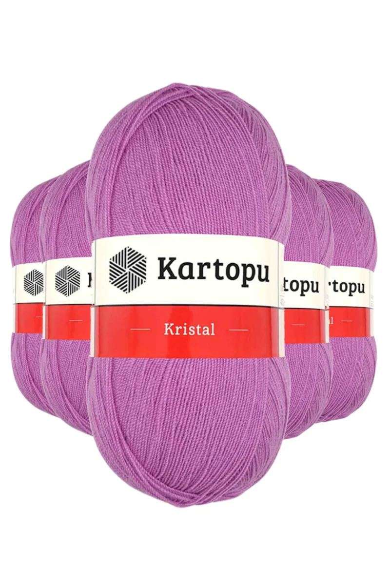 5 Adet Kristal Çift Katlı El Örgü Lif İpi Leylak K805 - kartopu mudanis