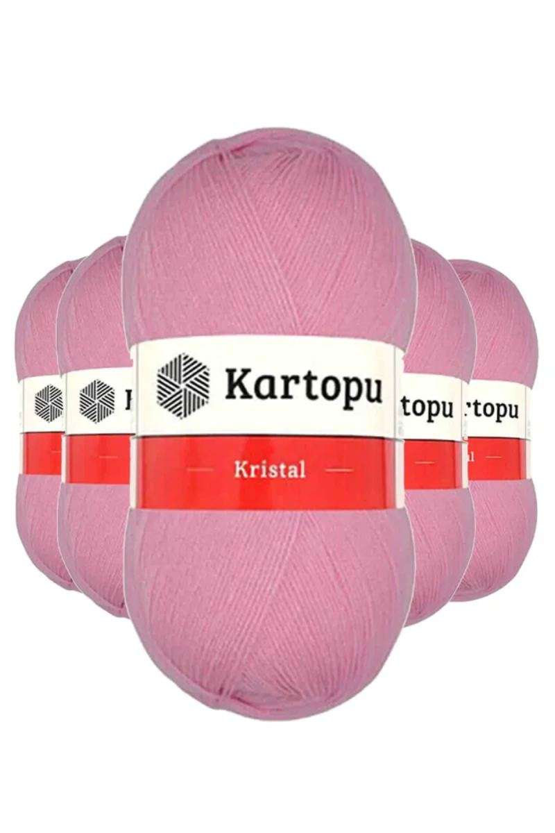 5 Adet Kristal Çift Katlı El Örgü Lif İpi Pembe K774 - kartopu mudanis