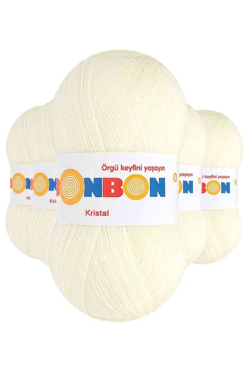 5 Adet Kristal El Örgü Lif İpi Açık Krem 98223 - bonbon mudanis