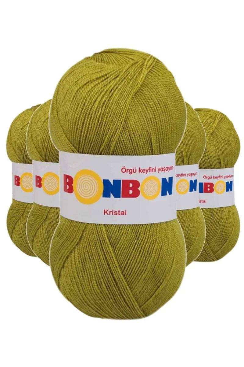 5 Adet Kristal El Örgü Lif İpi Çimen Yeşili 98229 - bonbon mudanis