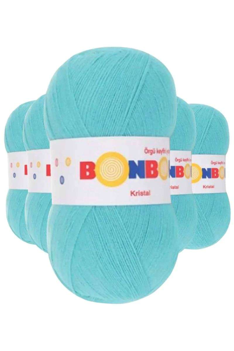 5 Adet Kristal El Örgü Lif İpi Turkuaz 98238 - bonbon mudanis