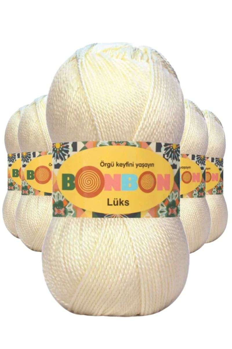 5 Adet Lüks Patik İpi Yünü Krem 98272 - bonbon mudanis