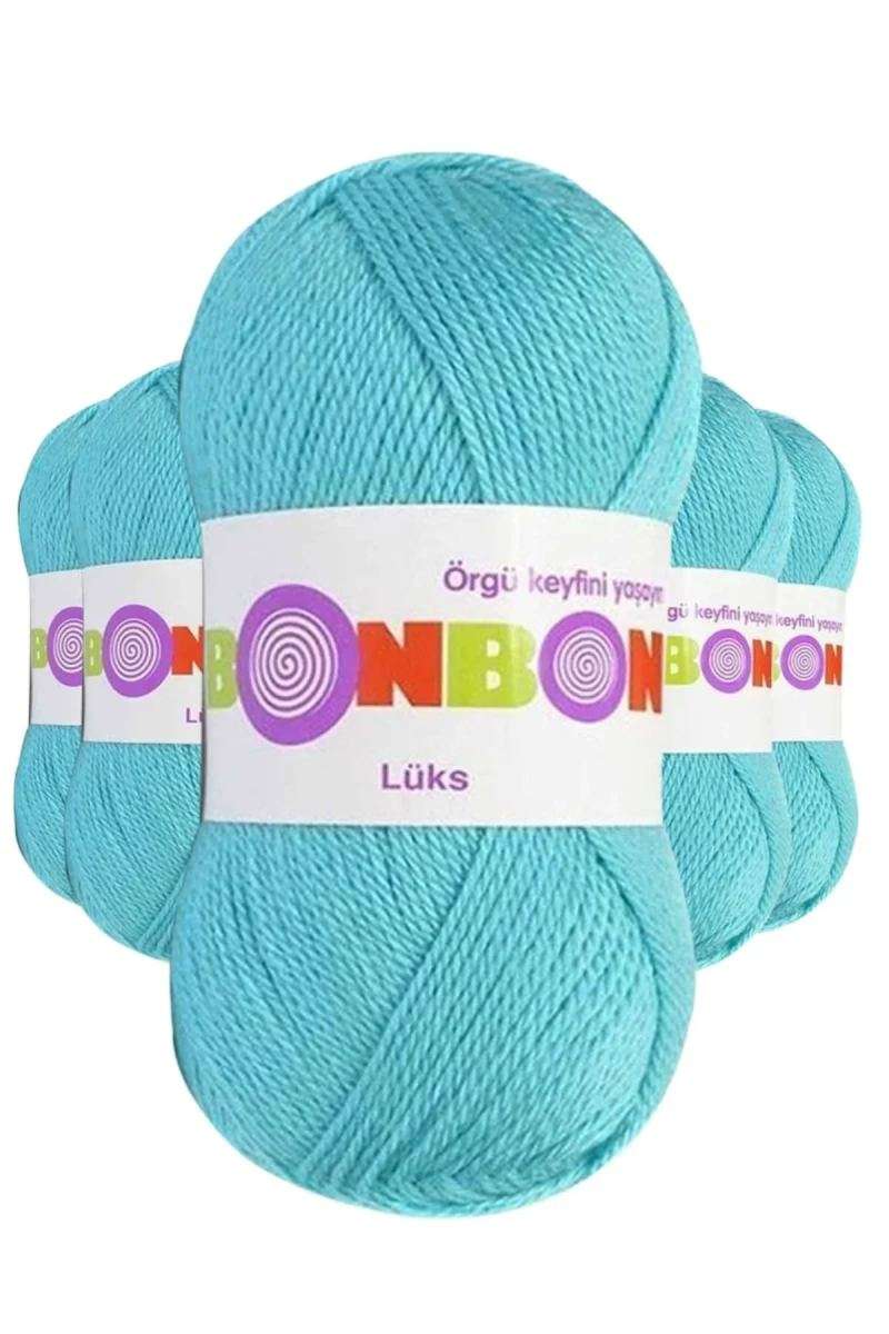 5 Adet Lüks Patik İpi Yünü Turkuaz 98238 - bonbon mudanis