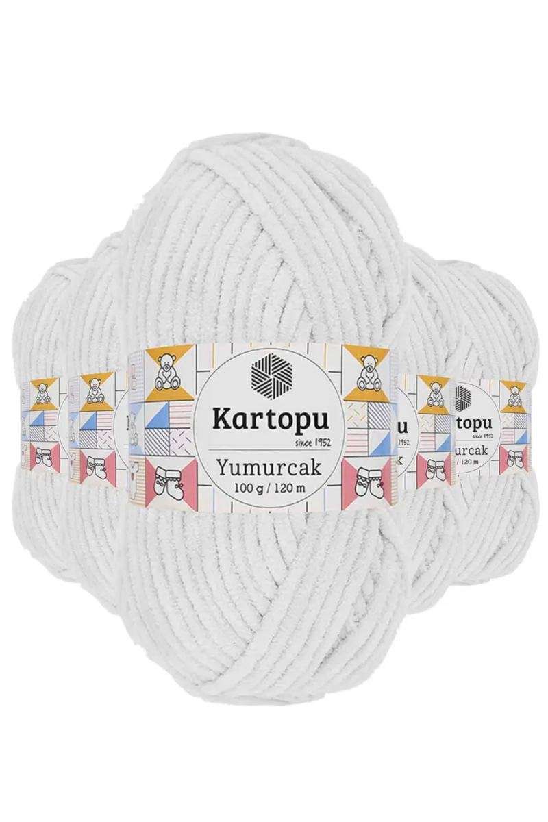 5 Adet Yumurcak Kadife El Örgü İpi Kar Beyaz K010 - kartopu mudanis