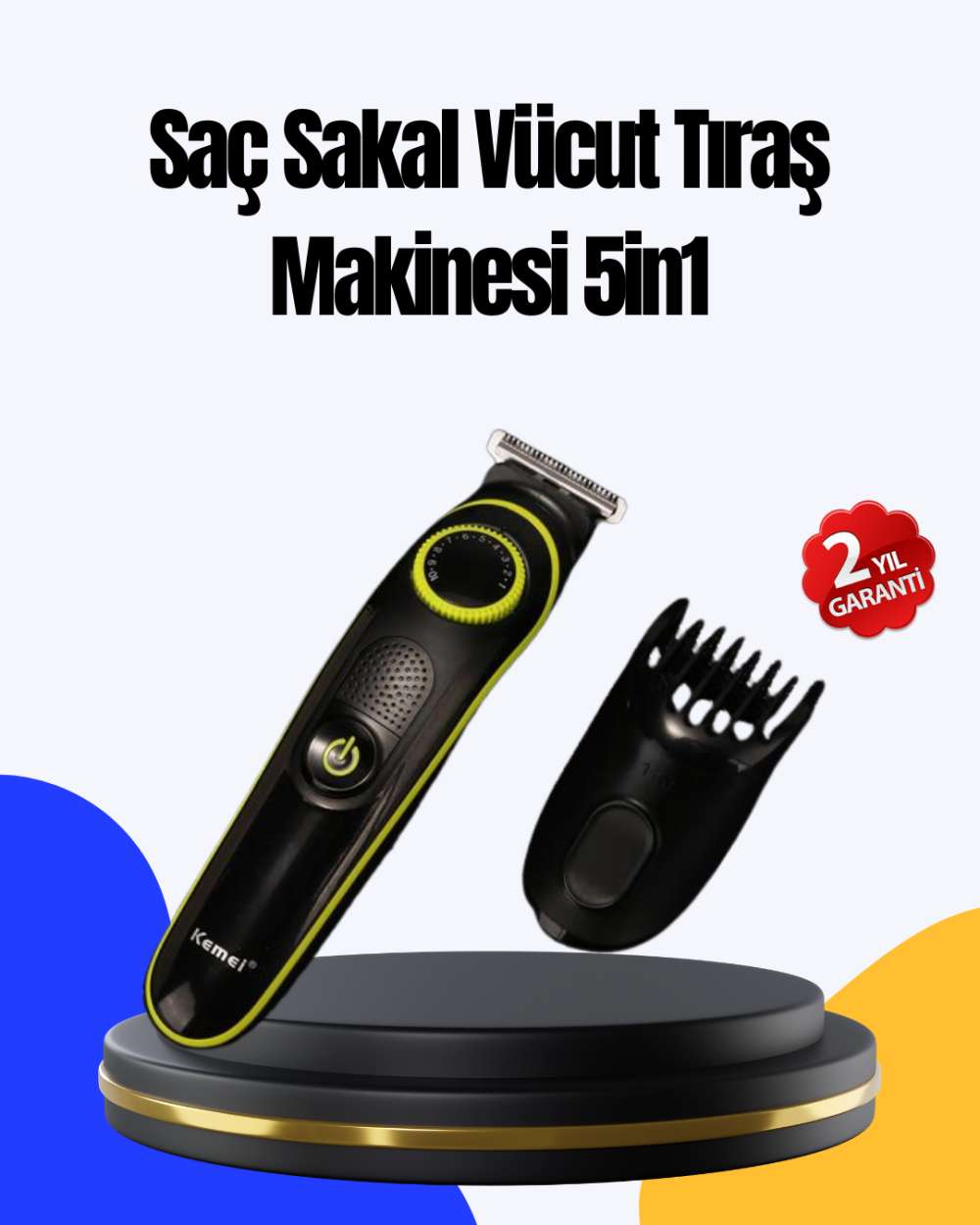 5 Başlıklı Çok Fonksiyonlu Saç Kesme ve Sakal Düzeltme Makinesi Erkek Bakım Aleti