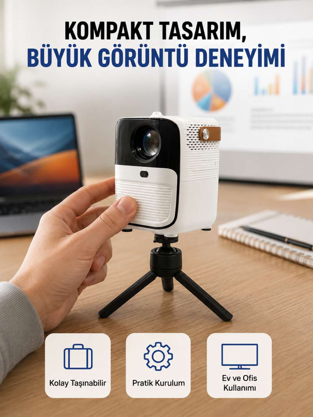 50 inç TV Deneyimli Projektör – Yakın Mesafede Geniş Görüntü Yeni Nesil