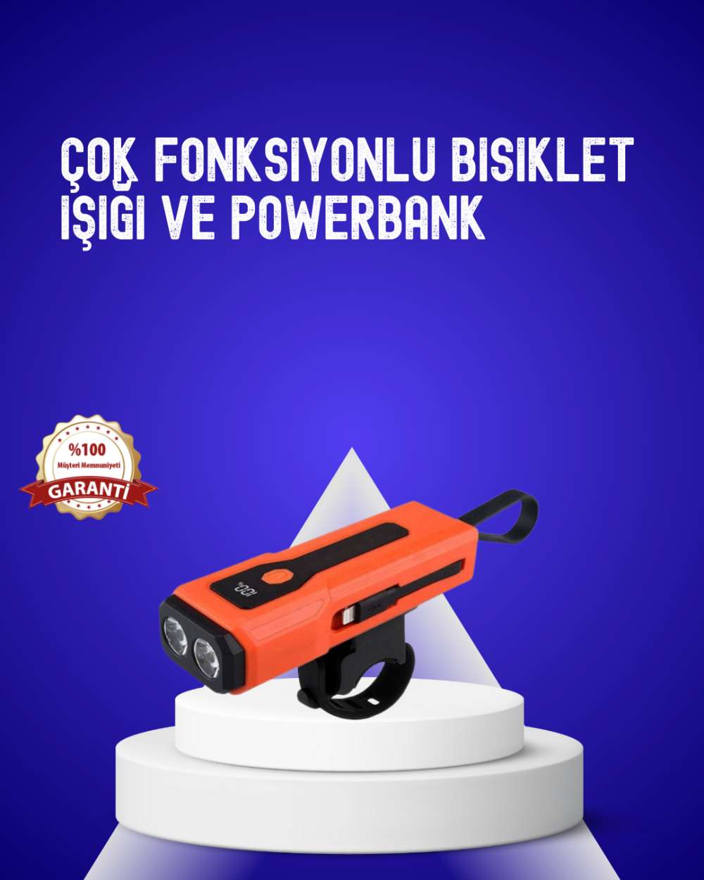 600 Lümen Şarjlı Bisiklet Farı COB Yan Çakar Acil Durum