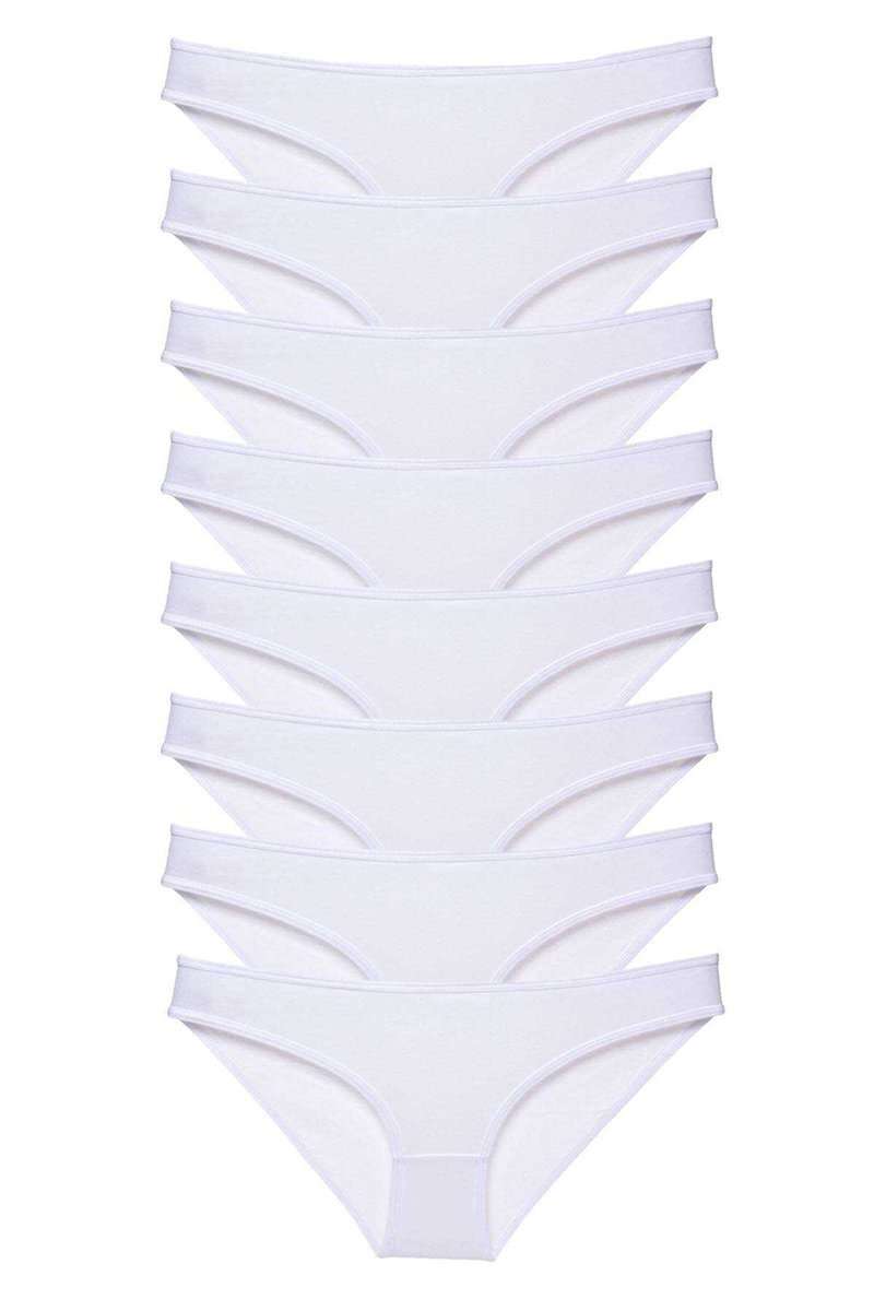 8 adet Süper Eko Set Likralı Kadın Slip Külot Beyaz
