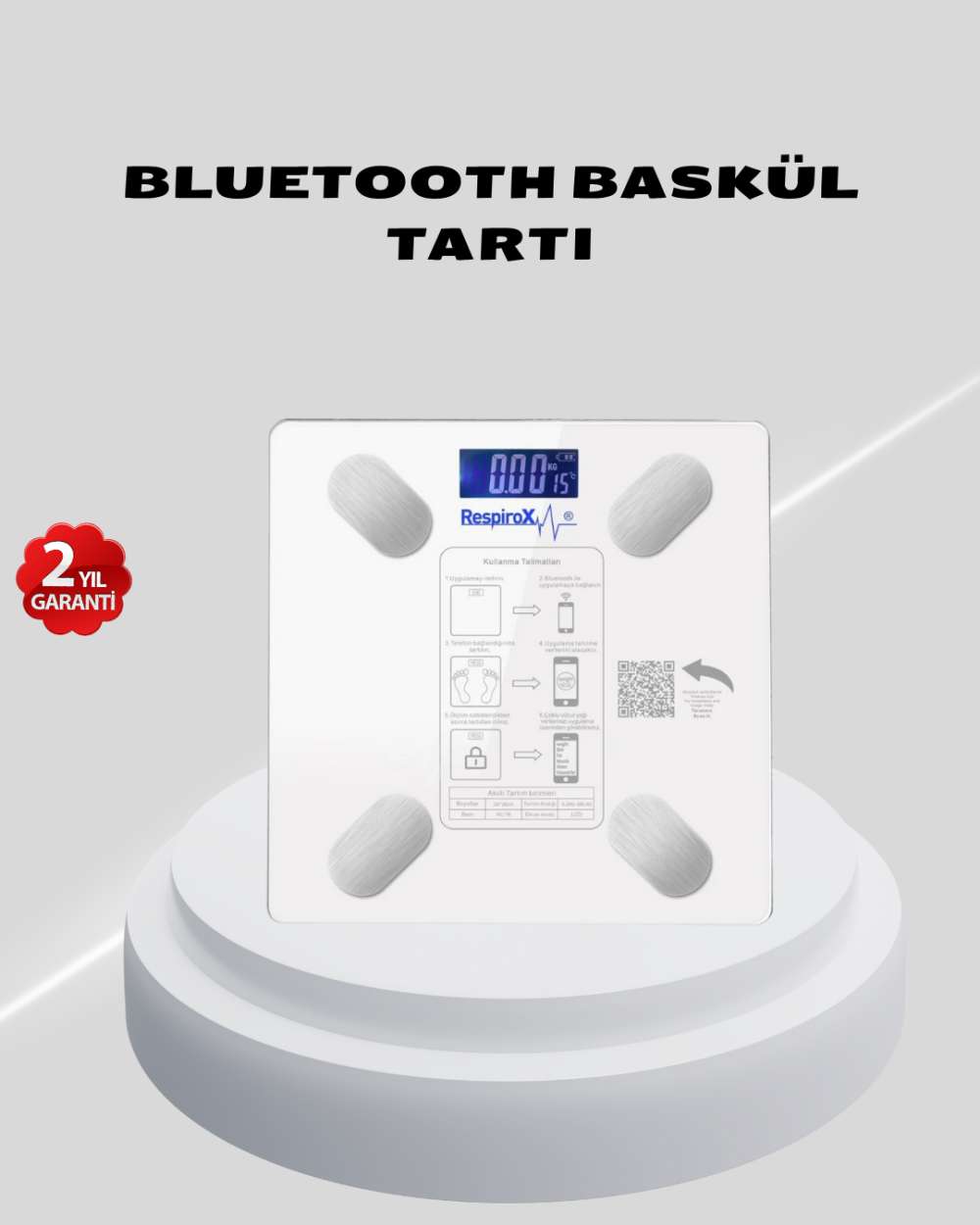 Akıllı Bluetooth Tartı – 8 Farklı Ölçüm Verisi, Otomatik Kişi Tanıma