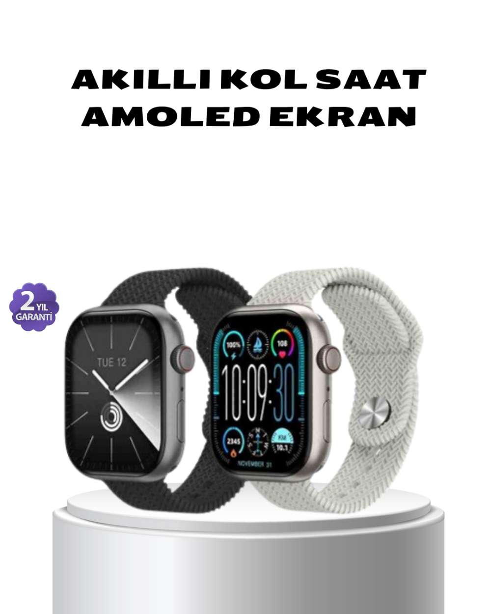 Akıllı Saat Kablosuz Şarjlı Bluetooth 5.2 Arama Bildirim Sesli Asistan 420 mAh