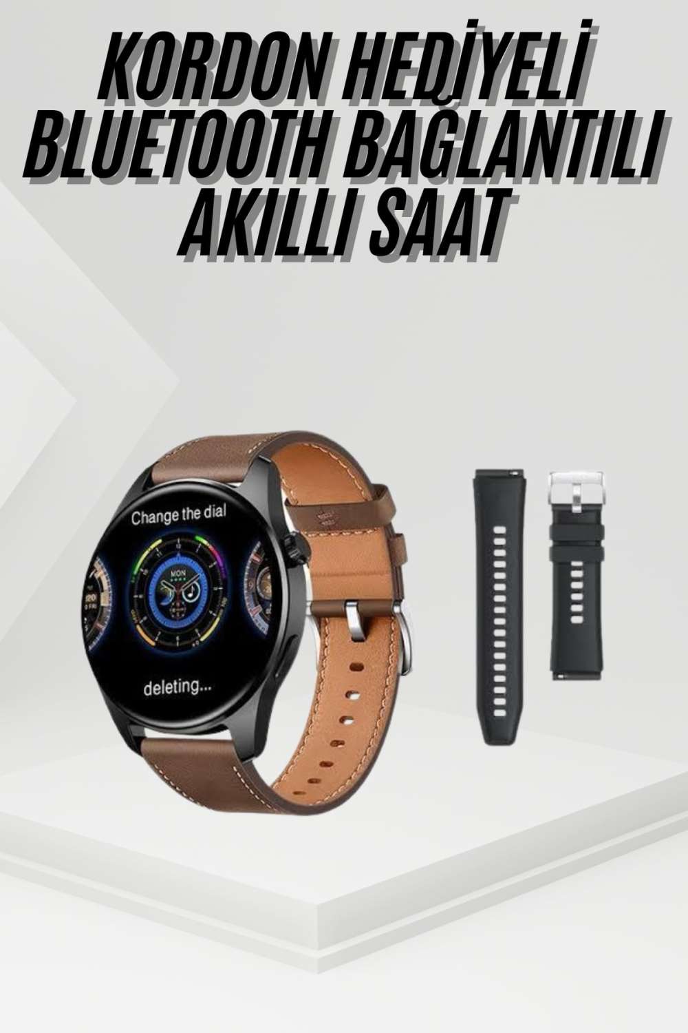 Akıllı Saat Yuvarlak Ekran Sesli Görüşme Özellikli Siyah Akıllı Unisex Kol Saati