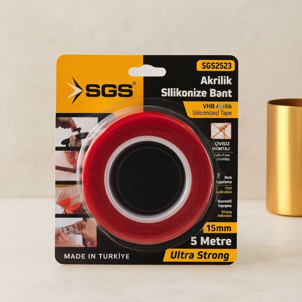 Akrilik Silikonize Çift Taraflı Bant 15 mm x 5 yd