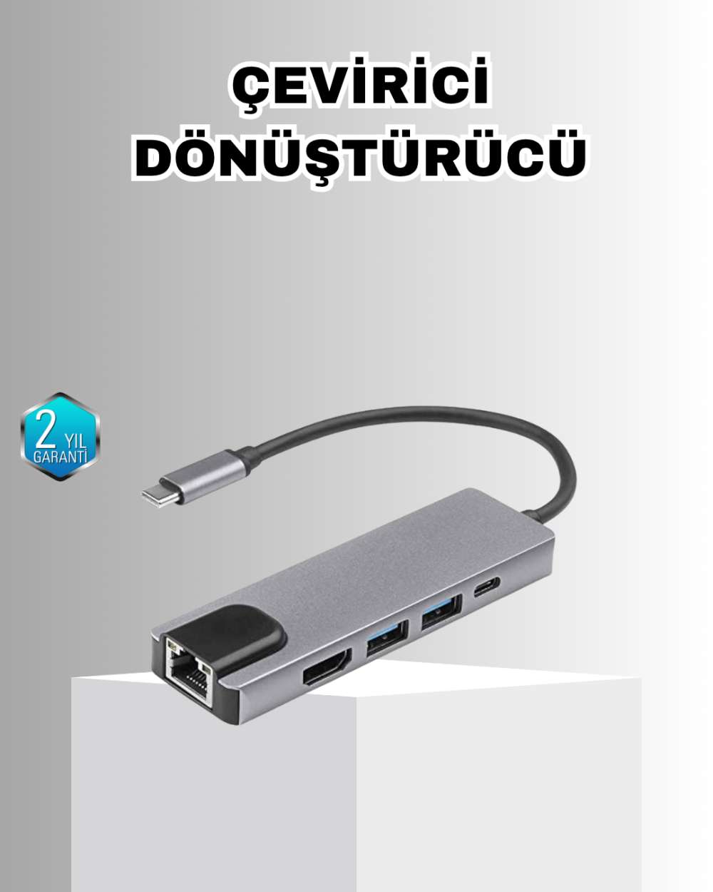 Alüminyum Kasalı MacBook USB-C Hub – 4K HDMI, USB 3.0, SD/TF Kart Girişi, PD Şarj Desteği