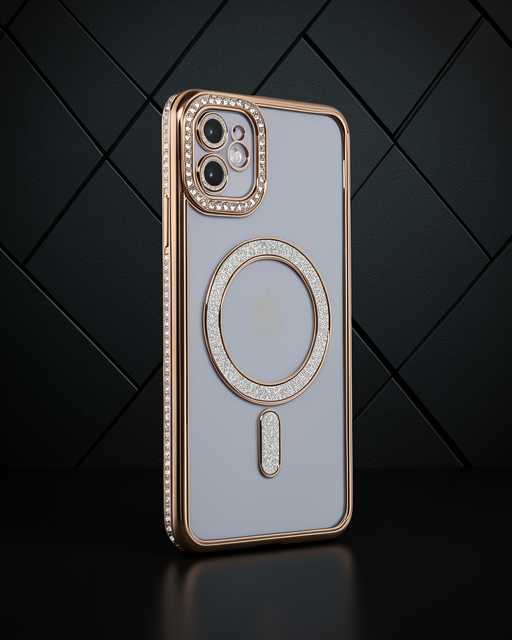Apple İphone 11 Kılıf Joke Simli Magneticsafe Kılıf - Gold