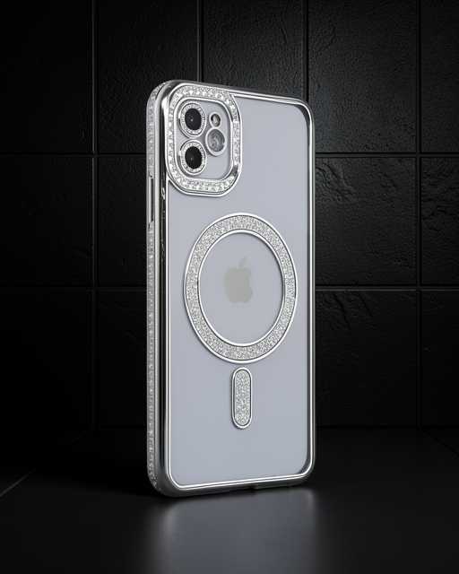 Apple İphone 11 Kılıf Joke Simli Magneticsafe Kılıf - Gümüş