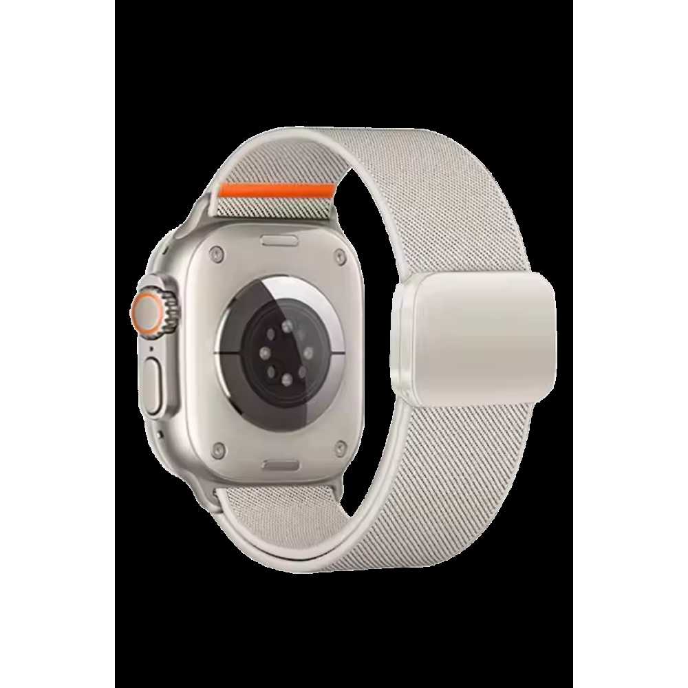 Apple Watch Ultra 49mm Nylon Manyetik Kordon - Beyaz