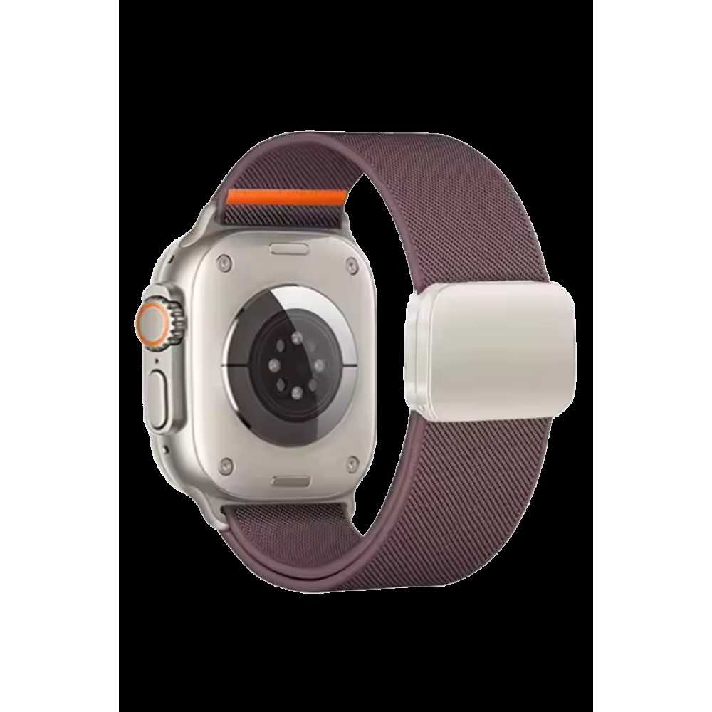 Apple Watch Ultra 49mm Nylon Manyetik Kordon - Derin Mor