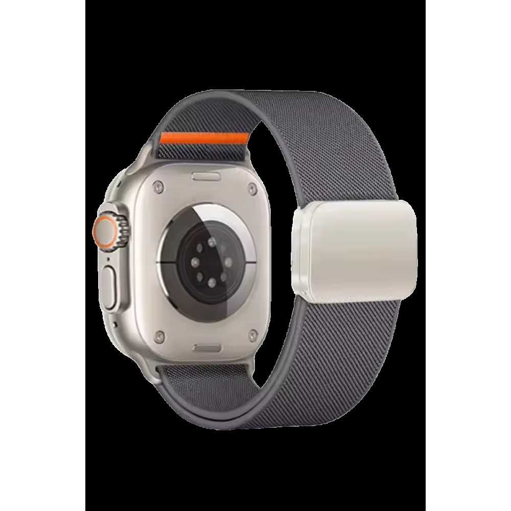 Apple Watch Ultra 49mm Nylon Manyetik Kordon - Gri