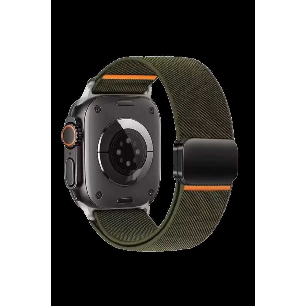 Apple Watch Ultra 49mm Nylon Manyetik Kordon - Yeşil