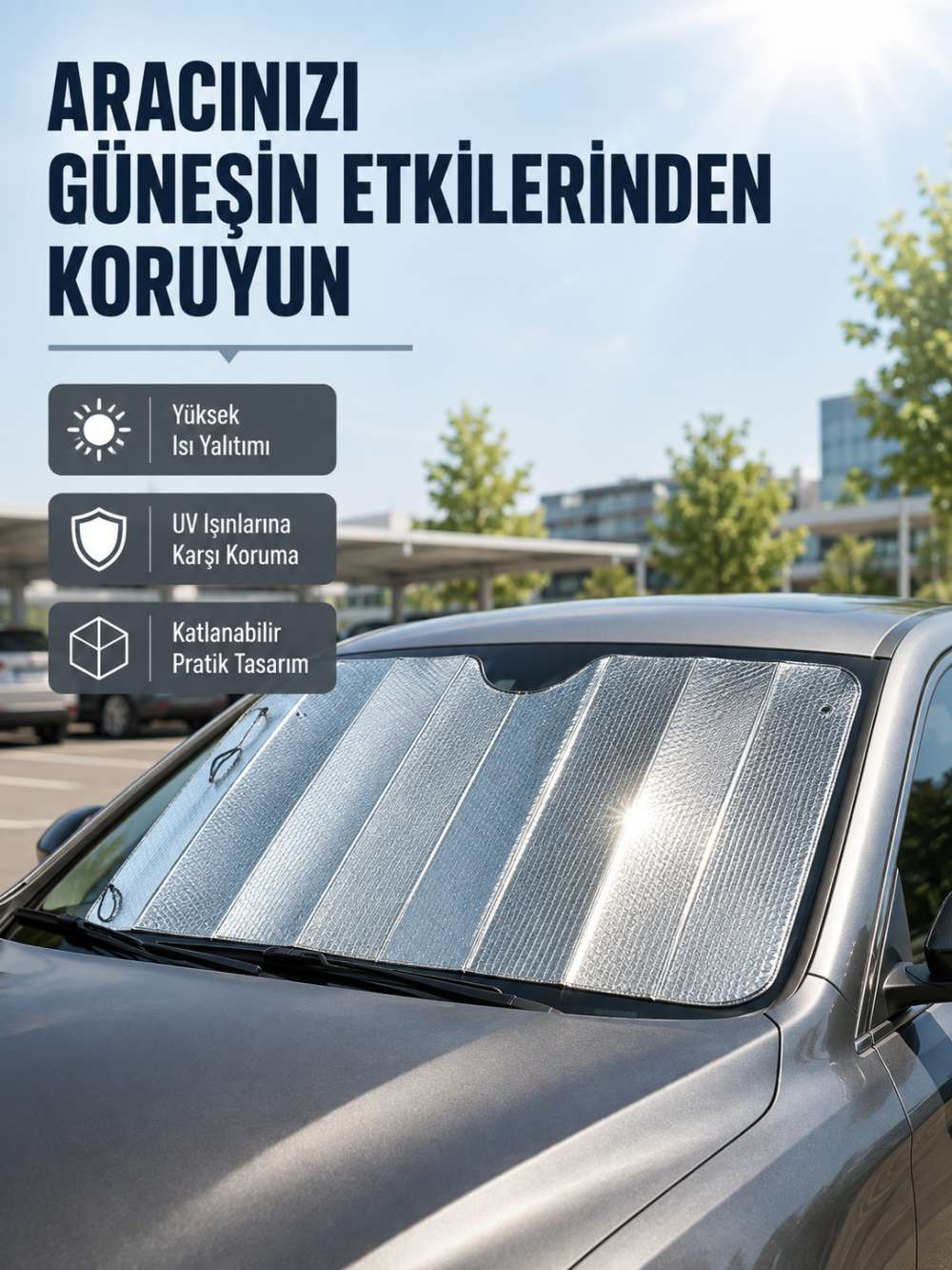 Araba Güneşliği Alüminyum Yansıtıcı Yüzeyle Etkili Isı Koruması
