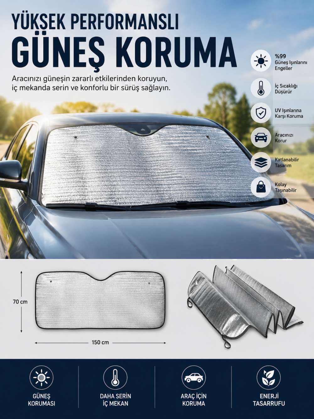 Araç Güneşlik Koruyucu Cam Güneşliği Otomobil Güneşlikleri Katlanabilir
