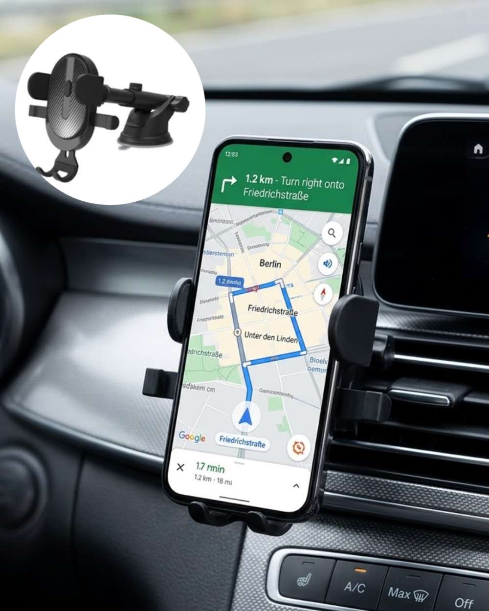 Araç Havalandırma Telefon Tutucu 360 Derece Döner Otomatik Kilitli Stand