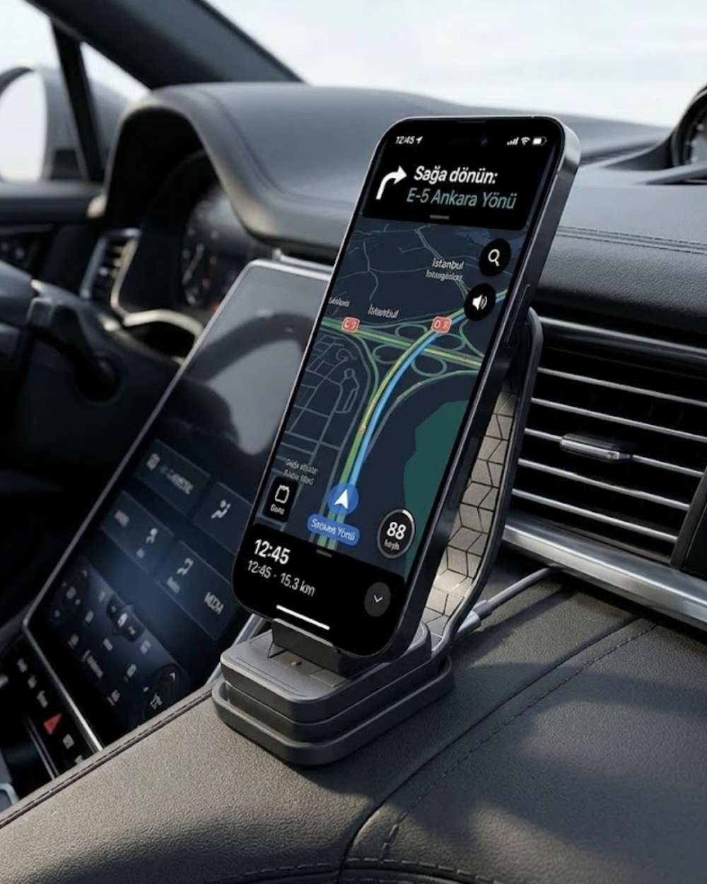 Araç Konsol Telefon Tutucu 360° Döner Katlanabilir Stand